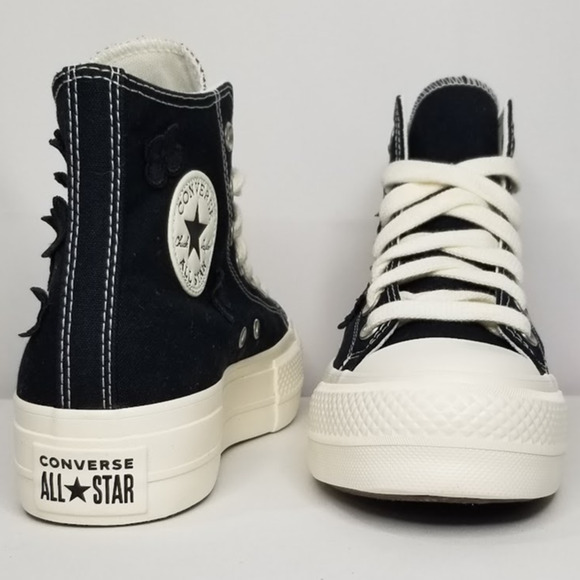 Converse Women's CTAS Lift Platform 3D Flowers Size 8.5 Black A09099C NWT - Picture 5 of 7